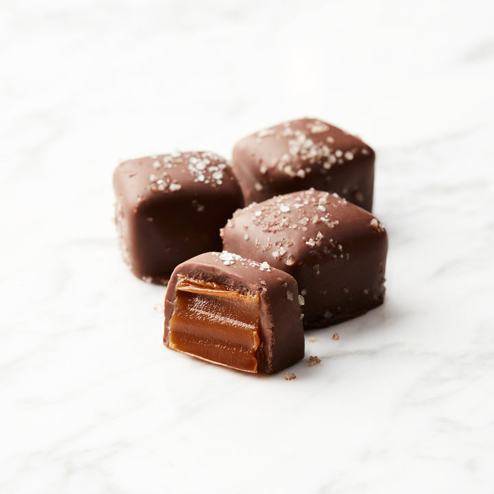 Milk Chocolate Coated Caramels with Sea Salt